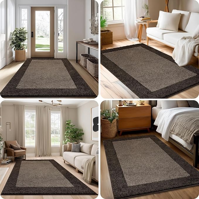 DOMUSTEX Washable Area Rug 34" x 60", Non Slip Kitchen Rug for Floor, Absorbent Entrance Runner Rug for Bedroom, Living Room, (Roll Packing)