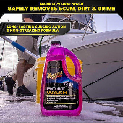 Meguiar's Boat & RV Wash & Wax Starter Kit - The Perfect Detailing Kit For Boats & RVs - Includes Wash, Wax, Water Spot Remover, Vinyl & Rubber Detailer and Cleaning Accessories
