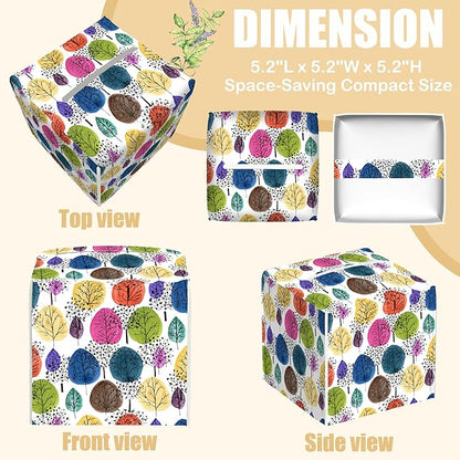 BLYKVGHQ Colorful Abstract Trees Tissue Box Cover Square, Tissue Box Holder with Bottom Belt Leather Facial Paper Organizer Dispenser for Bathroom Bedroom Dresser Night Stand Tabletop