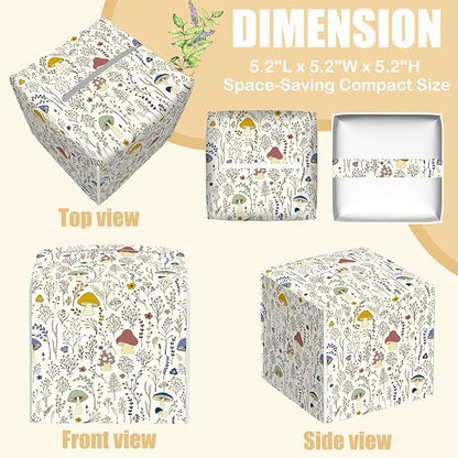 BLYKVGHQ Colorful Wild Plants and Mushrooms Tissue Box Cover Square, Tissue Box Holder with Bottom Belt Leather Facial Paper Organizer Dispenser for Bathroom Bedroom Dresser Night Stand Tabletop