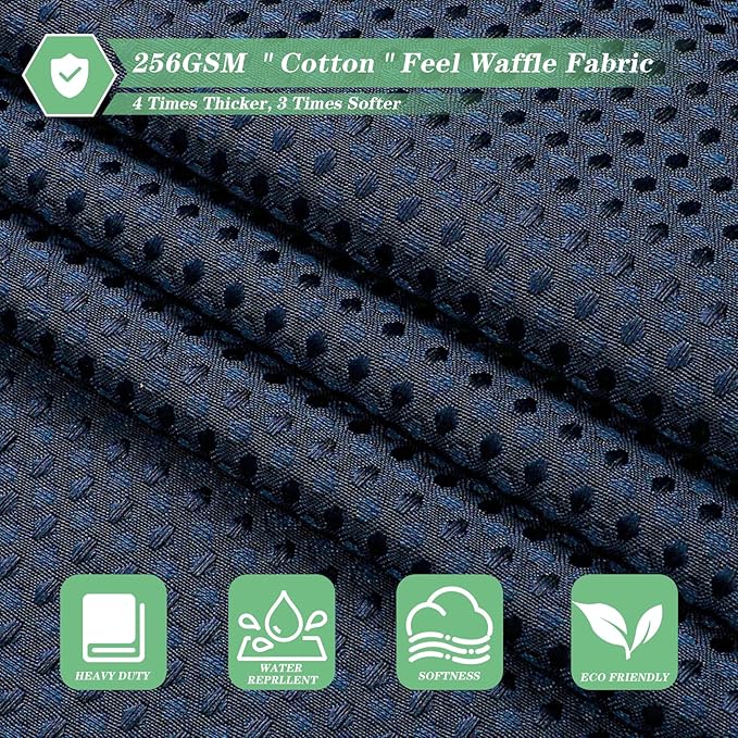 meioro Navy Blue Shower Curtain, Waffle Weave 256GSM Heavy Duty Textured Fabric Shower Curtains for Bathroom Hotel Spa, Luxury Weighted Polyester Cloth Bath Curtain Set with 12 Hooks, 72Wx96H