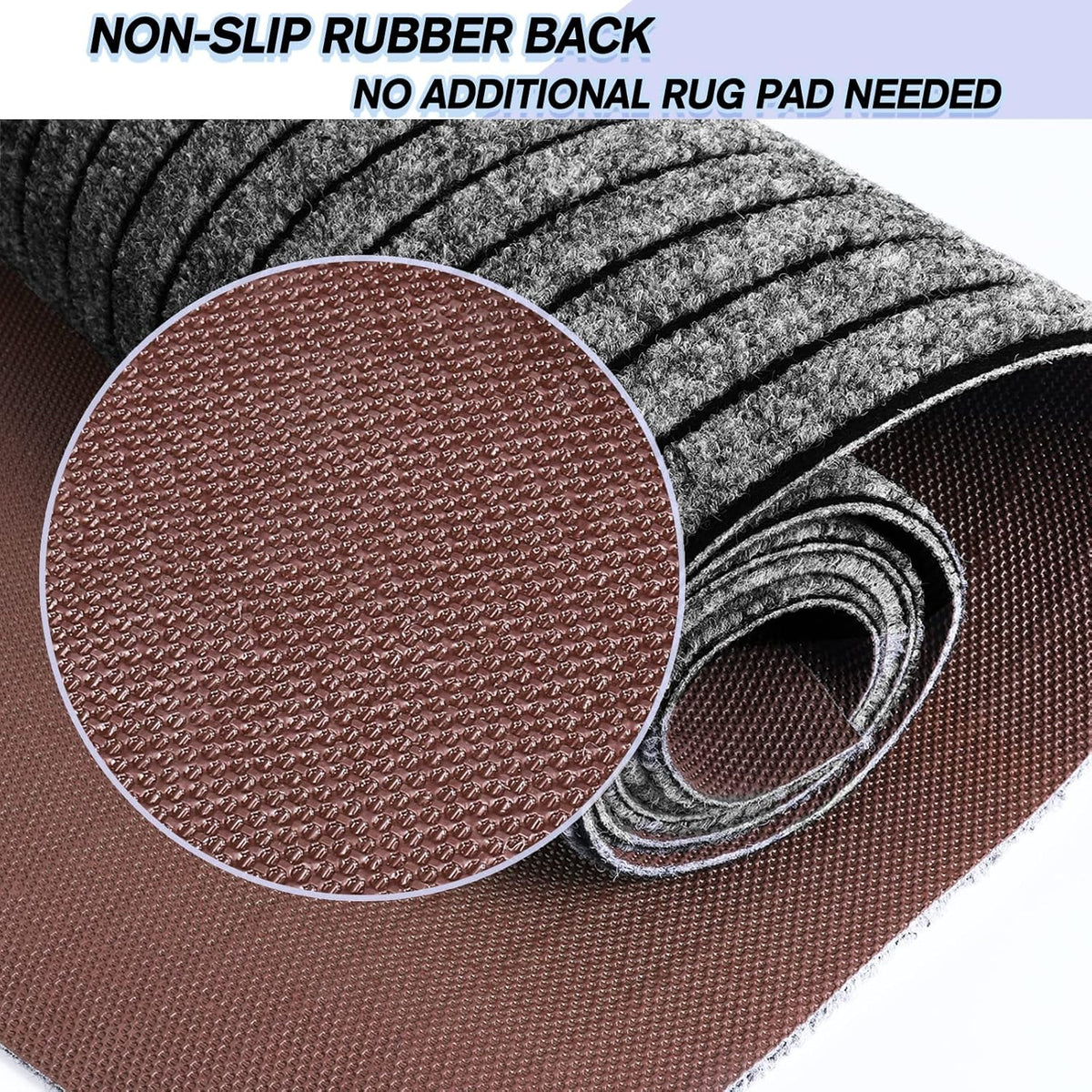 Custom Size Backed Non-Slip Area Rugs Runner, Easy Clean, Waterproof Runner Rugs for Hallway Entryway, Kitchen, Laundry, 4FT x 37FT, Gray Stripe