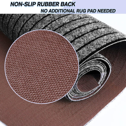 Custom Size Backed Non-Slip Area Rugs Runner, Easy Clean, Waterproof Runner Rugs for Hallway Entryway, Kitchen, Laundry, 4FT x 9FT, Gray Stripe