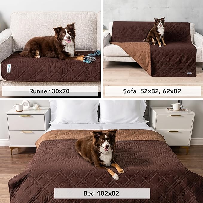 PetAmi Waterproof Couch Cover for Dogs, Waterproof Pet Blanket, Reversible Furniture Cover Sofa Protector for Pet Cat Bed, Washable Waterproof Blanket Dog Cover for Couch Seat, 30x70 Brown