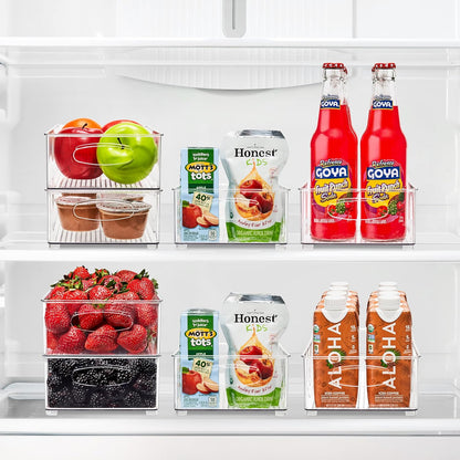 Sorbus Stackable Refrigerator Organizer Bins - Clear Storage Bins for Kitchen Pantry, Freezer & Fridge Organization - Food Organizing Plastic Containers with Handles for Countertops & Drawers (4 Pack)