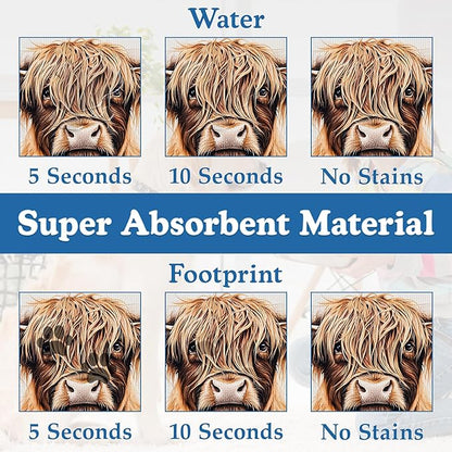 Highland Cow Butterfly Dog Food Mat–Christmas Stocking Absorbent Quick Dry Feeding Placemat for Food and Water Bowls, Non Slip Rubber Backing, Waterproof Pet Supplies for Mess-Free Eating 12"x20"