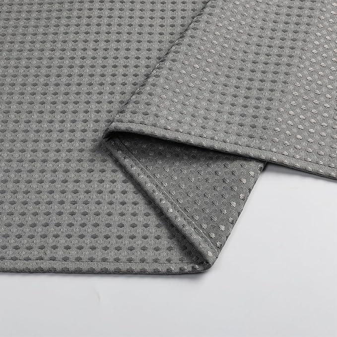 meioro Grey Shower Curtain, Waffle Weave 256GSM Heavy Duty Textured Fabric Shower Curtains for Bathroom Hotel Spa, Luxury Weighted Polyester Cloth Bath Curtain Set with 12 Hooks, 72Wx72H