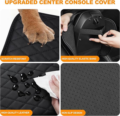 Center Console Cover for Cars Fit for Jeep Renegade Leather Armrest Covers with 2 Storage Bags(Black)