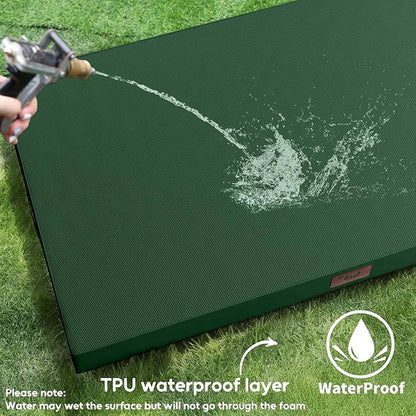 Tail Stories Outdoor Extra Large Dog Bed, Waterproof Dog Bed for Large Dogs, Orthopedic Egg Crate Foam Pet Bed with Washable Removable Oxford Cooling Cover, 44x32 Inch, Dark Green