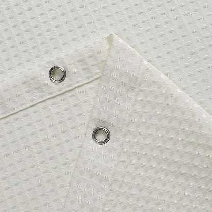 meioro Ivory Shower Curtain, Waffle Weave 256GSM Heavy Duty Textured Fabric Shower Curtains for Bathroom Hotel Spa, Luxury Weighted Polyester Cloth Bath Curtain Set with 12 Hooks, 72Wx78H