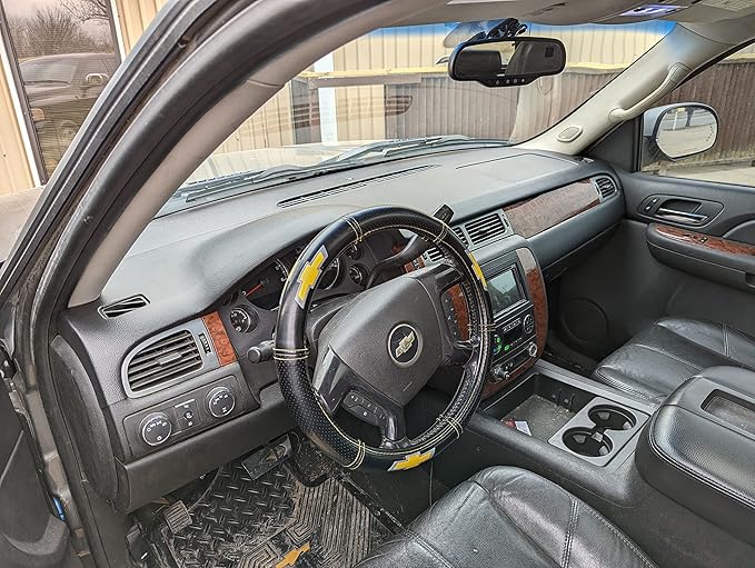 DashSkin Dash Cover Compatible with 2007-2014 Chevy Tahoe Suburban Avalanche & GMC Yukon & Yukon XL Without Speaker Holes in Black - Hard Molded Plastic Dashboard Cap