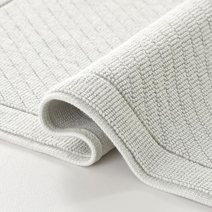 Arkwright 100% Cotton Bathroom Rug - High Absorbent Stylish Textured Woven Design Bath Mat, Slip Resistant Backing for Shower and Bathtub Floor, 20x60 in - Grey