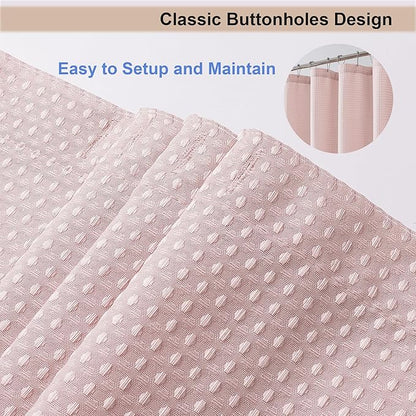 OWENIE Blush Shower Curtain, Waffle Weave Heavy Fabric Shower Curtain for Bathroom, Waterproof Thick 420G/M Textured Soft Elegant Luxury Hotel Spa Bath Curtains, Machine Washable, Blush, 72W x 72L