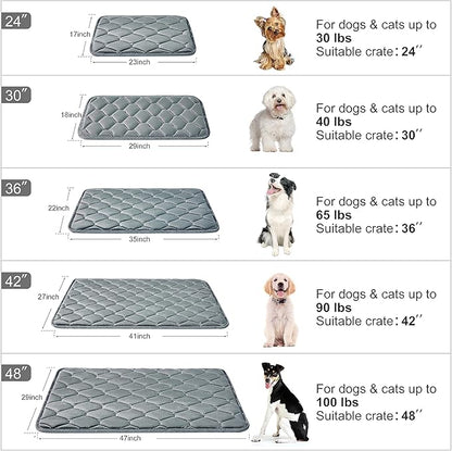 luckyvo Dog Crate Mats,Soft Kennel Pads Washable with Anti-Slip Bottom,Dog Kennel Pads for Sleeping,Pets Mattress Cat Dog Beds for Large Medium Dogs(35x22,Grey)