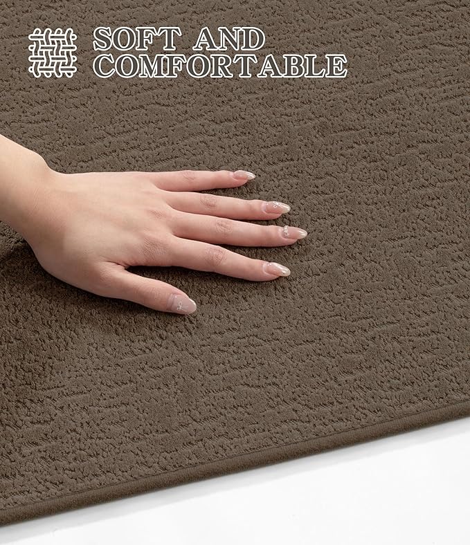 chakme Bathroom Rugs Mat 32x17, Ultra Thin Non Slip Bath Mat Quick Dry Absorbent Bath Mat for Bathroom Floor, (Coffee, 32"x17")