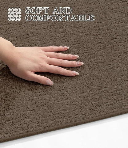 chakme Bathroom Rugs Mat 32x17, Ultra Thin Non Slip Bath Mat Quick Dry Absorbent Bath Mat for Bathroom Floor, (Coffee, 32"x17")