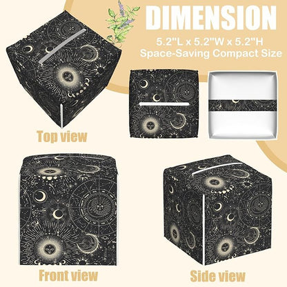 Zodiac Signs Leather Tissue Box Holder Moon Phases Tissue Box Cover Facial Paper Case Organizer Cube Napkin Dispenser for Bathroom Vanity Countertop Night Stand Office Car