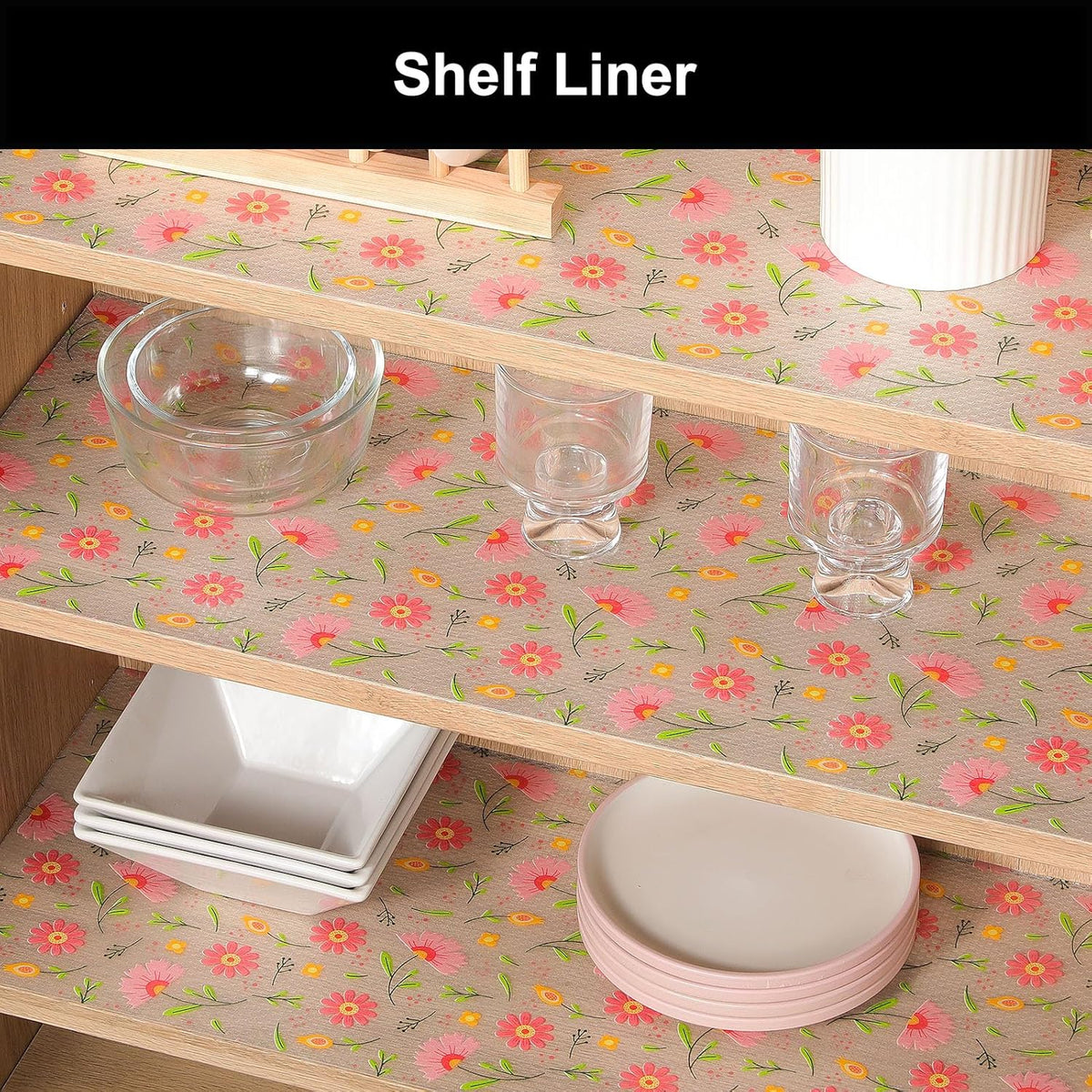 Cooyes Shelf Liner – Premium Non-Adhesive Cabinet & Drawer Liner for Kitchen – Waterproof Shelf Paper with Modern Pattern – Durable EVA Cabinet Mat – Easy to Cut (23.6" W x 236" L)