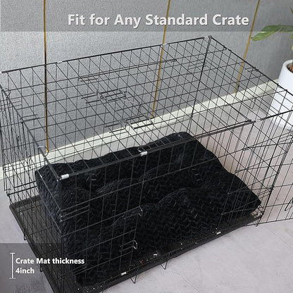 Necesitar Black Dog Crate Bed 36inch Crate Pads for Medium Large Dogs Washable Soft and Fluffy Kennel Pad with Anti-Slip Pillows Up to 70 lbs Pets,36 x 24 Black