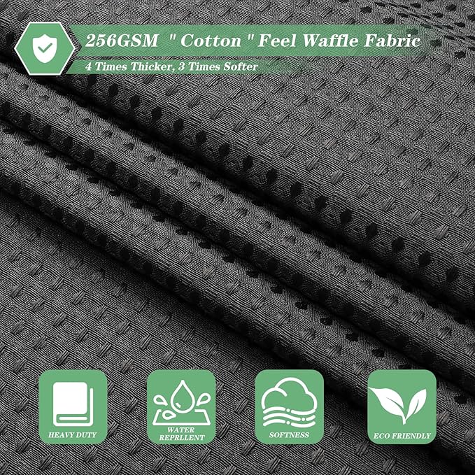 meioro Charcoal Grey Shower Curtain, Waffle Weave 256GSM Heavy Duty Textured Fabric Shower Curtains for Bathroom Hotel Spa, Luxury Weighted Polyester Cloth Bath Curtain Set with 12 Hooks, 72Wx84H