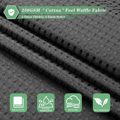 meioro Charcoal Grey Shower Curtain, Waffle Weave 256GSM Heavy Duty Textured Fabric Shower Curtains for Bathroom Hotel Spa, Luxury Weighted Polyester Cloth Bath Curtain Set with 12 Hooks, 72Wx78H