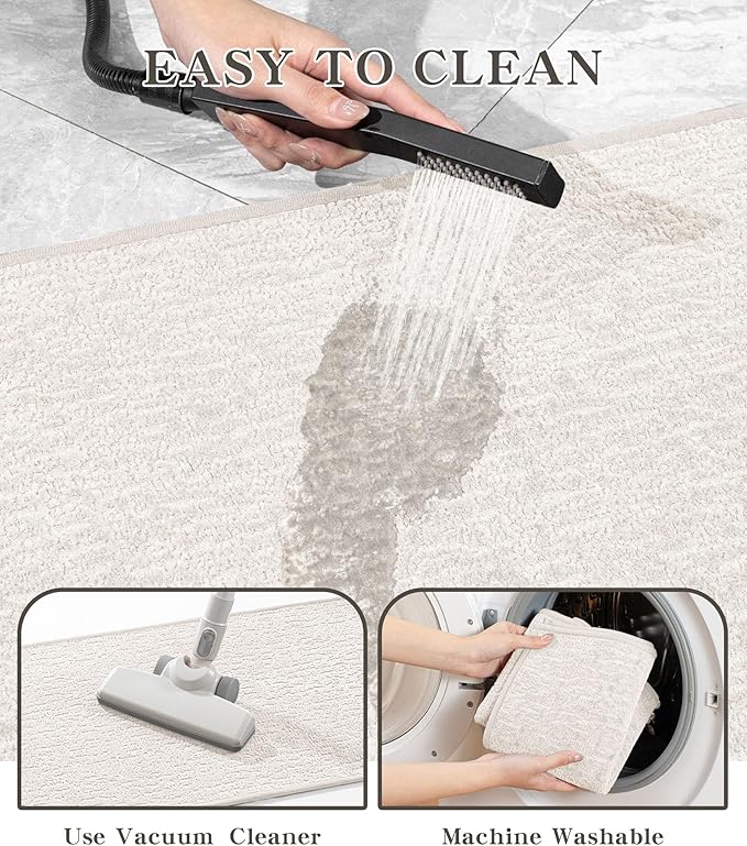 chakme Bathroom Rugs Mat 32x17, Ultra Thin Non Slip Bath Mat Quick Dry Absorbent Bath Mat for Bathroom Floor, (White, 32"x17")