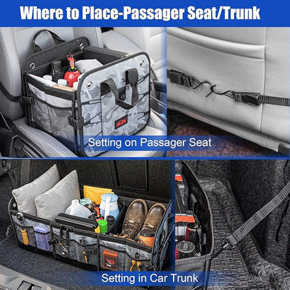 CZC AUTO Car Trunk Organizer Collapsible Cargo Trunk Storage Organizer with 6 Compartments for Car Suv Truck (Camouflage)