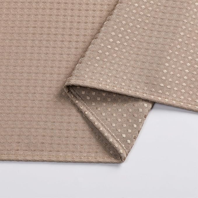 meioro Beige Shower Curtain, Waffle Weave 256GSM Heavy Duty Textured Fabric Shower Curtains for Bathroom Hotel Spa, Luxury Weighted Polyester Cloth Bath Curtain Set with 12 Hooks, 72Wx96H