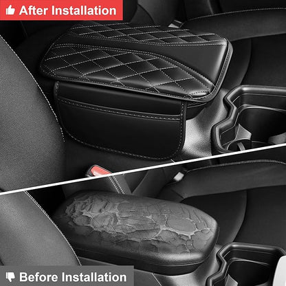 Center Console Cover Fit for Accord: Scratch and Wear Resistant Console Cover Leather with 2 Storage Bags -Upgraded Armrest Coverfor Car,Anti-Scratch Auto Armrest Pad Accessory （Black
