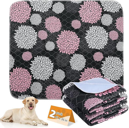 KOOLTAIL Washable Pee Pads for Dogs, 2 Pack Super Absorbent Reusable Puppy Training Pads Waterproof, Nonslip and Leak-Proof Dog Pee Pads, Large Pet Mats Whelping Pads for Floor, Crate, Couch, 36"x41"