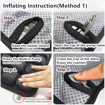 Inflatable Travel Seat Cushion, Built-in Air Pump Car Airplane Chair Cushion for Long Flight Driving Sitting, Office Chair Wheelchair, Pressure Sore Relief, for Sciatica,Coccyx & Buttock Bed Sore SC01