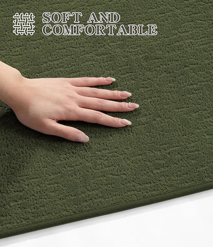chakme Bathroom Rugs Mat 24x17, Ultra Thin Non Slip Bath Mat Small Quick Dry Absorbent Bath Mat for Bathroom Floor, (Dark Green, 24"x17")