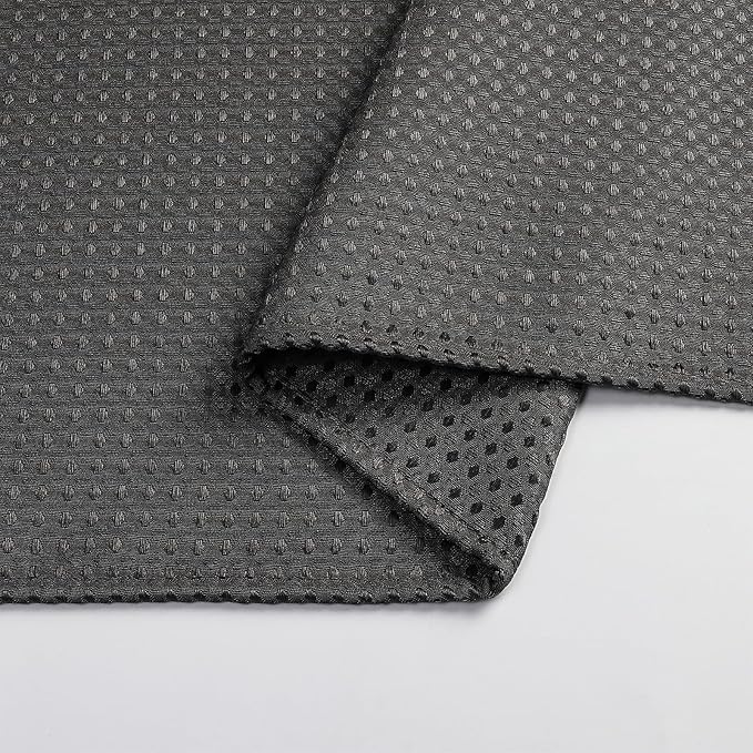 meioro Charcoal Grey Shower Curtain, Waffle Weave 256GSM Heavy Duty Textured Fabric Shower Curtains for Bathroom Hotel Spa, Luxury Weighted Polyester Cloth Bath Curtain Set with 12 Hooks, 72Wx78H
