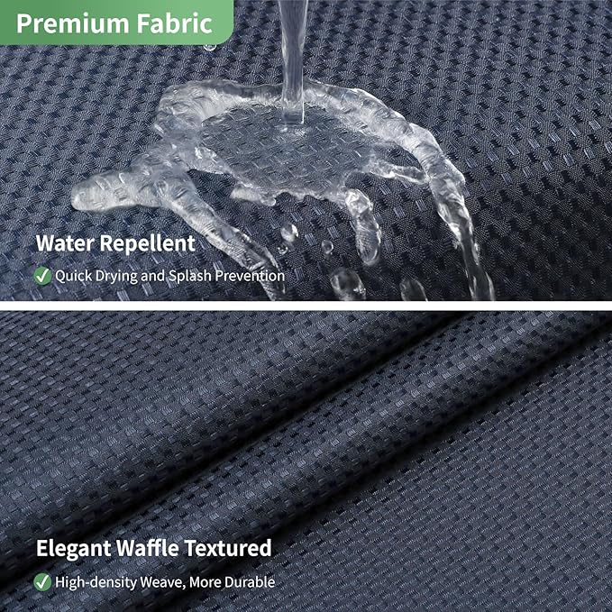 eachope Navy No Hook Shower Curtain with Snap-in Fabric Liner Set,Waffle Weave Shower Curtains for Bathroom,Hotel Luxury Decor Bathroom Curtain Set,Waterproof & Washable,71Wx74H