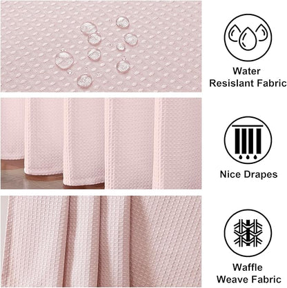 OWENIE Blush Shower Curtain, Waffle Weave Heavy Fabric Shower Curtain for Bathroom, Waterproof Thick 420G/M Textured Soft Elegant Luxury Hotel Spa Bath Curtains, Machine Washable, Blush, 72W x 72L