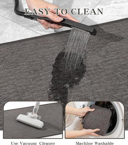 Chakme 2 Piece Bathroom Rug Sets, Ultra Thin Bath Mat Quick Dry, Absorbent Non Slip Machine Washable, Dark Grey, 17" x 24"