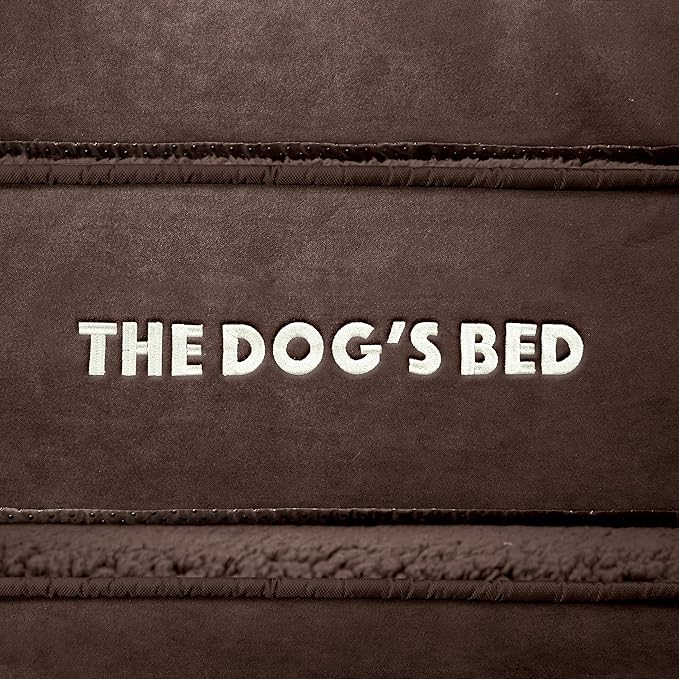 The Dog’s Bed Orthopedic Headrest Dog Bed XL Brown Plush, Memory Foam, Pain Relief for Arthritis, Hip & Elbow Dysplasia, Post Surgery, Lameness, Waterproof Washable Cover, Veterinary Approved
