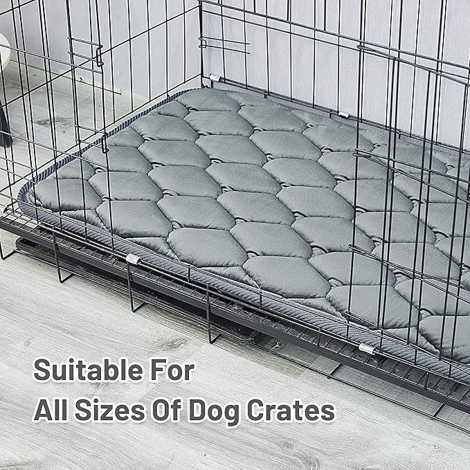 luckyvo Dog Crate Mats,Soft Kennel Pads Washable with Anti-Slip Bottom,Dog Kennel Pads for Sleeping,Pets Mattress Cat Dog Beds for Large Medium Dogs(41x27,Grey)